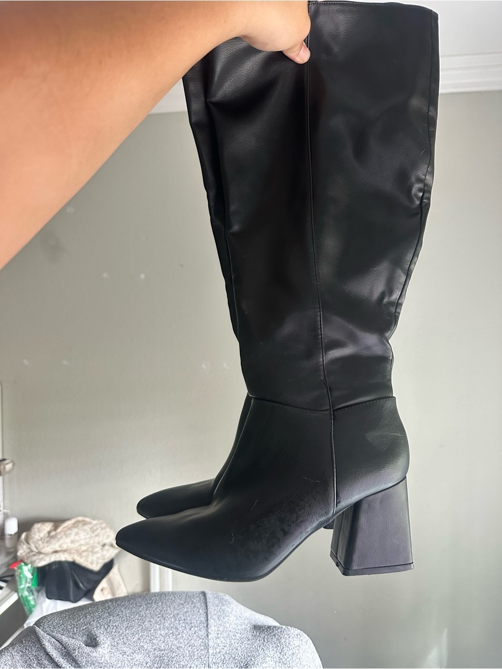 Journee Collection Black Wide Calf Knee High Block Heel Boots Size 8.5
